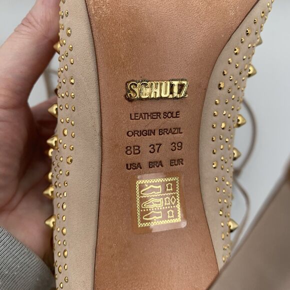 Schutz Size 8 Heels Strappy Gladiator Leather Cage Open Toe Ankle Strap Back Zip - Picture 4 of 13